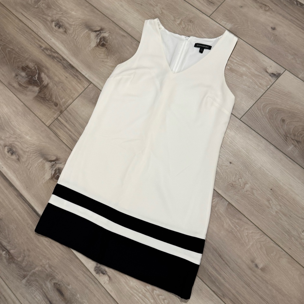 Banana Republic Shift Dress, Ivory / Black, 6